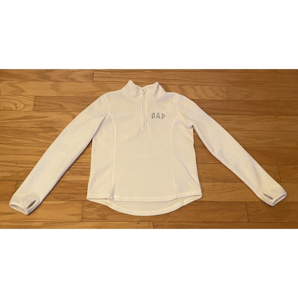 Girls GAP Mock Neck Pullover Fleece 1/4 Zip Ivory Frost Shirt Jacket Youth XL
